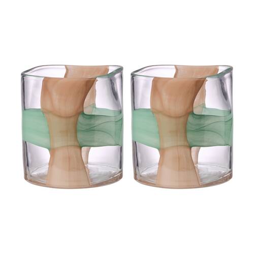 2PK Ecology Mesa Glass Vase/Candle Holder Home Decor Celadon/Petal 20cm