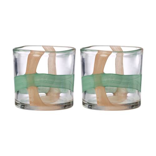 2PK Ecology Mesa Glass Vase/Candle Holder Home Decor Celadon/Petal 10cm