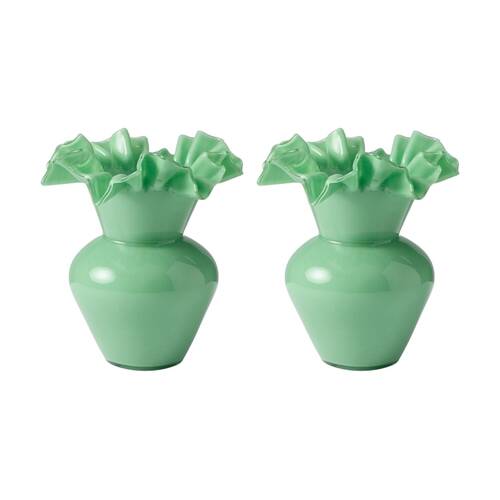 2PK Ecology Tousle Posy Vase Soda Lime Glass Home Decor Celadon 21cm