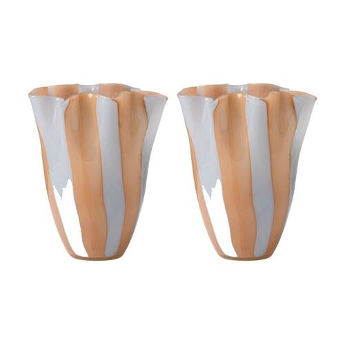 2PK Ecology Horizon Vase Soda Lime Glass Contemporary Home Decor 24cm