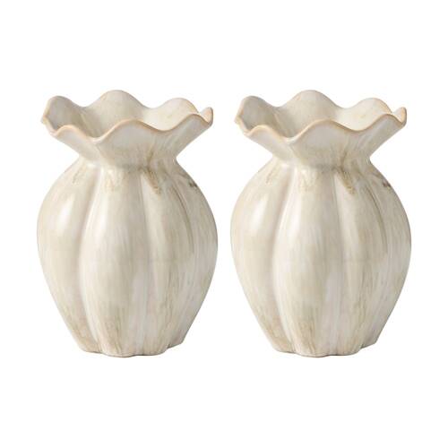 2PK Ecology Dune Ceramic Vase Sculptural Home Decor Toffee 26.8cm