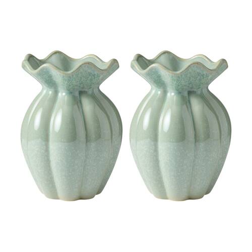 2PK Ecology Dune Ceramic Vase Sculptural Home Decor Celadon 20.5x14.3cm