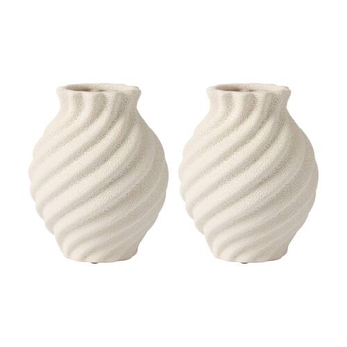 2PK Ecology Loam Ceramic Vase Coastal Minimalist Home Decor 16.3x20.3cm