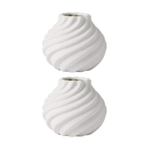 2PK Ecology Loam Ceramic Vase Coastal Minimalist Home Decor 17.5x15cm