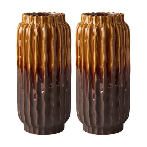 2PK Ecology Isla Ceramic Vase High-Gloss Glaze Tonal Home Decor 41cm
