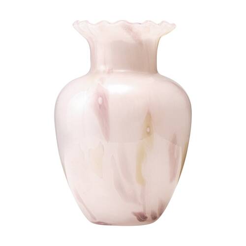 Ecology Frill Rounded Flower Vase Sunset Pink Marble-Look 27cm