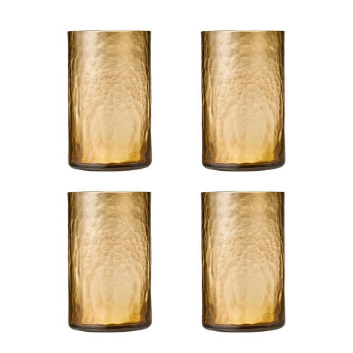 4pc Ecology Equinox Textured Highball/Hiball Glass Set Sienna Warm Orange 400ml
