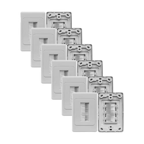 6PK Pro2 Brush Wall Plate White Plastic Eco Version Electrical Socket