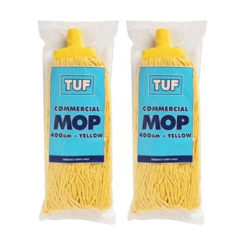 2PK TUF Heavy Duty Performance Commercial Blended Fibre Mop Yellow 400gm
