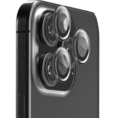 50pc EFM Camera Lens Protector Bulk Set for iPhone 16 Pro/16 Pro Max Carbon
