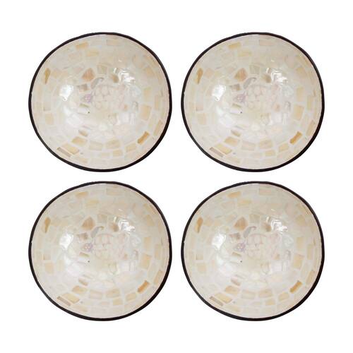 4PK LVD Turtle Decorative Round Coconut MOP Trinket/Jewellery Bowl 13x13x6cm
