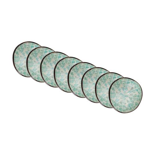 8PK LVD Flower Mist Decorative Round Coconut Capiz Trinket/Jewellery Bowl 13x6cm