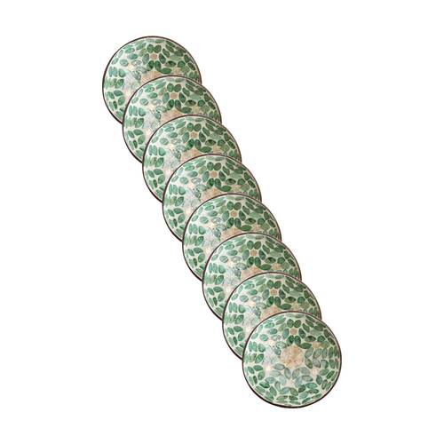 8PK LVD Sacred Flower Round Coconut Capiz Trinket/Jewellery Bowl 13x6cm