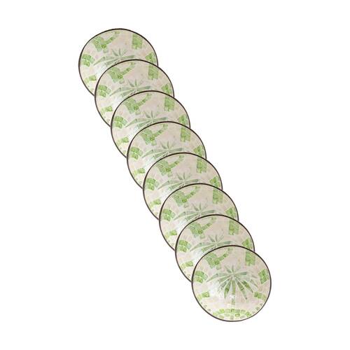 8PK LVD Palm Green Round Coconut Capiz Trinket/Jewellery Bowl 13x13x6cm