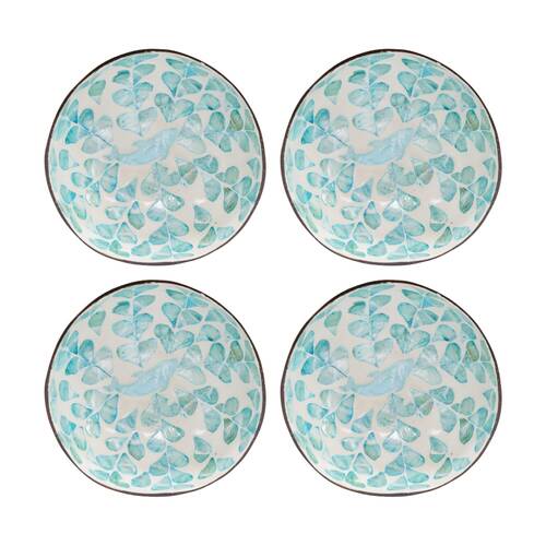 4PK LVD Whale Blue Round Coconut Capiz Trinket/Jewellery Bowl 13x13x6cm