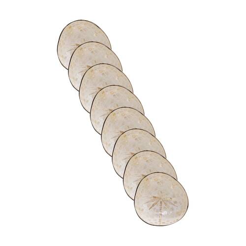 8PK LVD Palm Tree Natural Decorative Round Coconut Capiz Bowl Decor 13x13x6cm