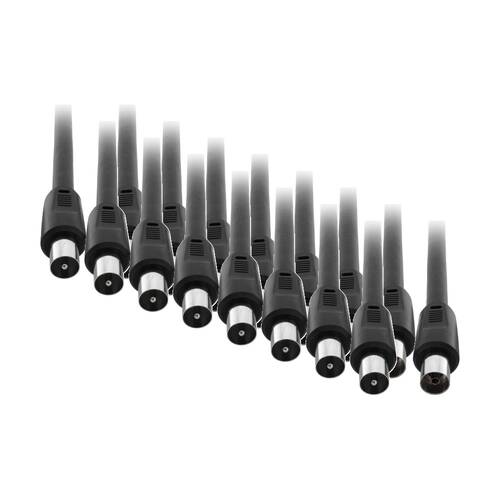 8PK Pro2 2M Rg59Quad TV Extension Lead Pal Plug To Socket Black Coaxial Cable