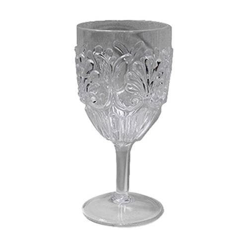12x Partyware Reusable Embossed Wine Glass Tableware 180ml Clear Assorted