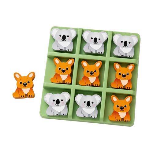 Koala Dream Kids 3y+ Bush Buddies Tic Tac Toe Wooden Game Kangaroo-Koala