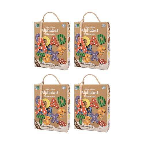 4x 50pc Koala Dream Kids 3y+ Fridge Friends Wooden Uppercase Alphabet Magnets