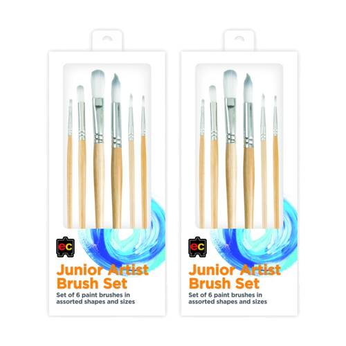 2x 6pc Educational Colours Junior Artist Paint Brush Set Art/Craft Supplies