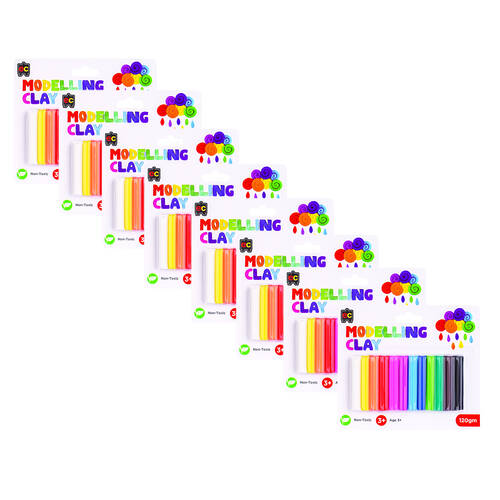 8x 12pc Educational Colours Modelling Clay with 12 Kids Art 10gm 3y+ Assorted