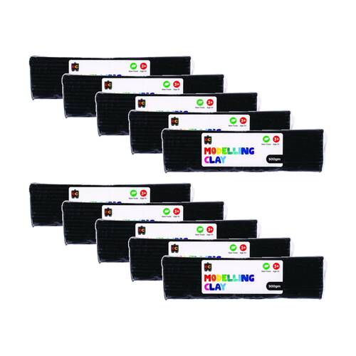10PK Educational Colours Modelling Clay Black Kids Art/Craft 500gm 3y+
