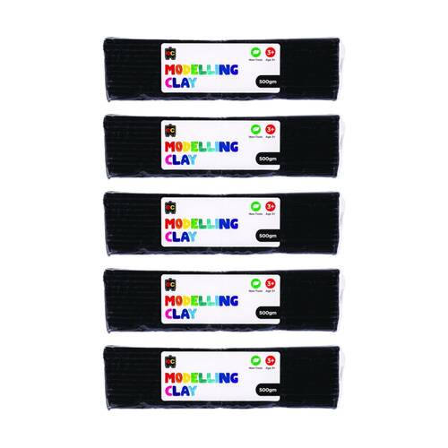 5PK Educational Colours Modelling Clay Black Kids Art/Craft 500gm 3y+