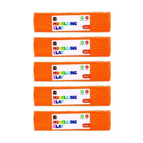 5PK Educational Colours Modelling Clay Orange Kids Art/Craft 500gm 3y+