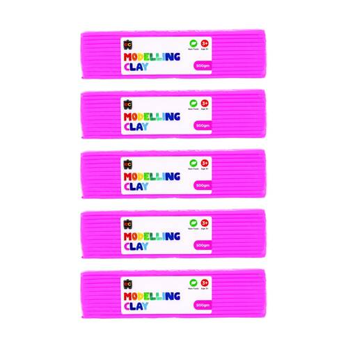 5PK Educational Colours Modelling Clay Pink Kids Art/Craft 500gm 3y+