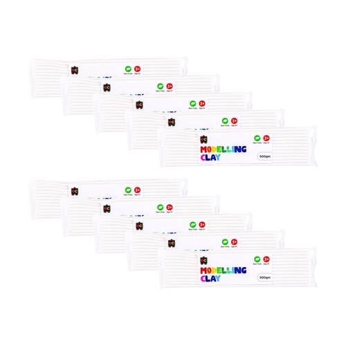 10PK Educational Colours Modelling Clay White Kids Art/Craft 500gm 3y+