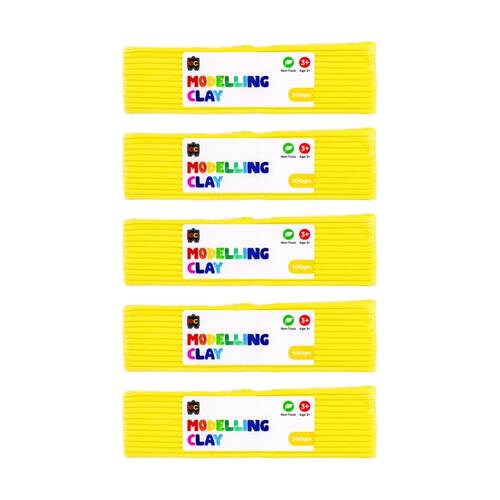 5PK Educational Colours Modelling Clay Yellow Kids Art/Craft 500gm 3y+