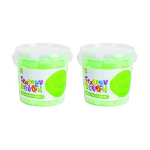 2PK Educational Colours Sensory Dough Fluoro Green Kids Art/Craft 250gm