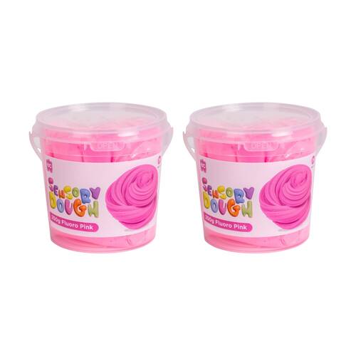 2PK Educational Colours Sensory Dough Fluoro Pink Kids Art/Craft 250gm