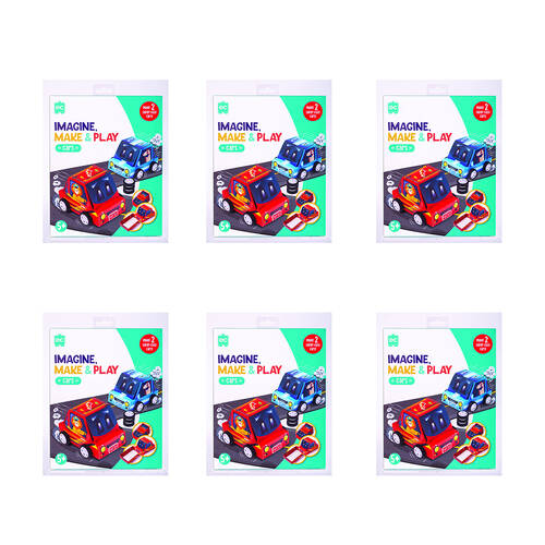 6x 2pc Educational Colours Imagine Make & Play Racing Cars Set Kids Craft 5y+
