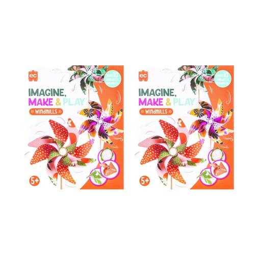 2x 10pc Educational Colours Imagine Make & Play Wonderful Windmills Pack 5y+
