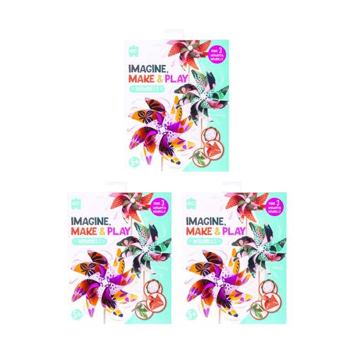 3x 3pc Educational Colours Imagine Make & Play Wonderful Windmills Kids Set 5y+