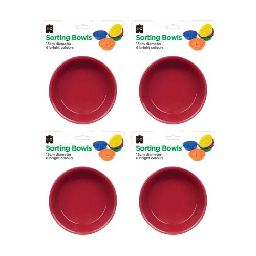 4x 6pc Educational Colours Plastic Painting and Sorting Bowls 15cm 2y+ Assorted