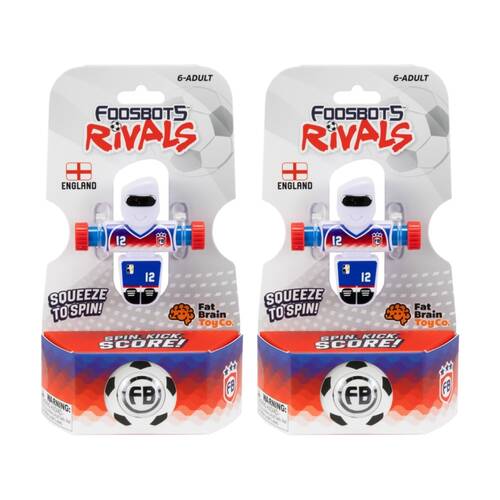 2PK Foosbots 6Y+ Rivals Team England Squeeze To Spin Kids Soccer Football Toy