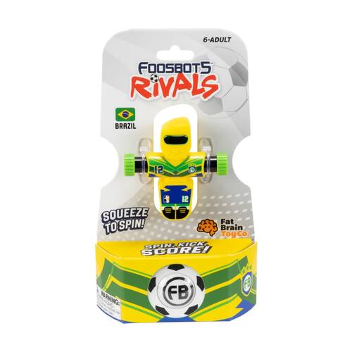 Foosbots Rivals Team Brazil Soccer Toy Squeeze To Spin Kids 6+