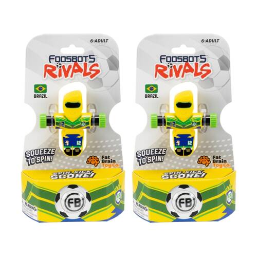 2PK Foosbots 6Y+ Rivals Team Brazil Squeeze To Spin Kids Soccer Football Toy
