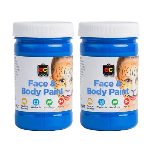 2PK Educational Colours Washable Face Paint Blue Kids Art/Craft 175ml 3y+