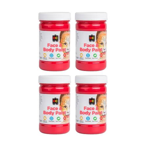 4PK Educational Colours Washable Face Paint Red Kids Art/Craft 175ml 3y+