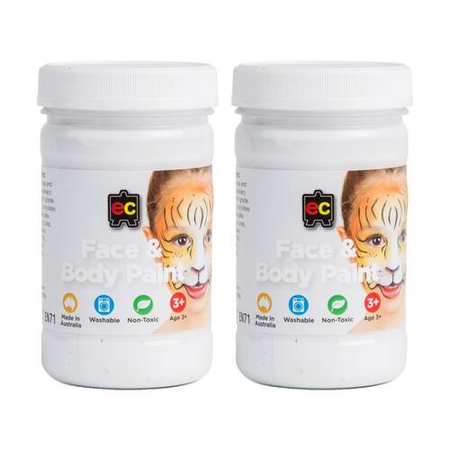 2PK Educational Colours Washable Face Paint White Kids Art/Craft 175ml 3y+