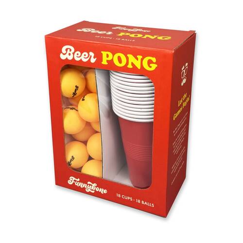Funnybone Classic Beer Pong Party Game Set With Cups And Balls Orange