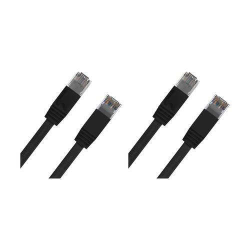 2PK Cruxtec CAT6 UTP Flat Ethernet Cable Gold-Plated RJ45 Gigabit Speed 20m Blk