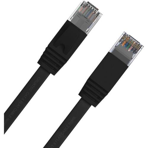 Cruxtec CAT6 UTP Flat Ethernet Cable Gold-Plated RJ45 Gigabit Speed 30m Black