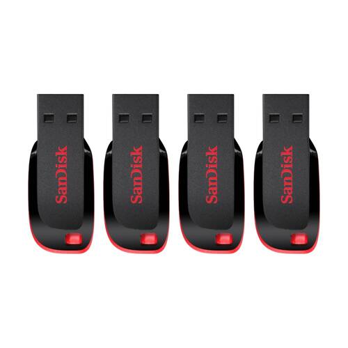 4PK Sandisk 16GB USB 2.0 Flash Drive Cruzer Blade Cz50 Secure