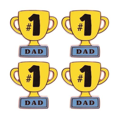 4PK Splosh Father's Day #1 Dad Keepsake Pin Enamel Heartfelt Rose Gold