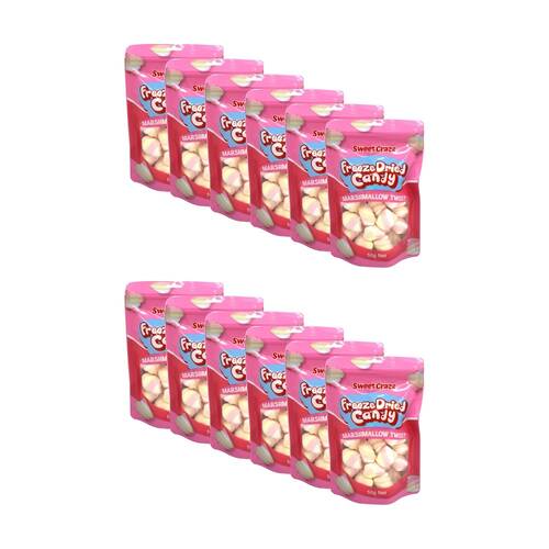 12PK Sweet Craze Freeze Dried Candy Marshmallow Twist 50g Candy/Lollies/Gummies